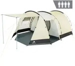 CampFeuer Zelt Super+ f&uuml;r 4 Personen, Sand / Schwarz, XXL Tunnelzelt mit 2