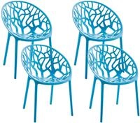 CLP 4er Set Gartenst&uuml;hle Hope mit Lehne stapelbar wetterfest UV-best&auml;ndig bis...