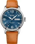 Hugo Boss Pilot Uhr Herrenuhr Lederarmband Datum braun - Orange