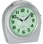 Atlanta 1668/19 Wecker Quarz analog silbern leise ohne Ticken mit Licht Sensor -