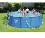 Bestway&reg; Steel Pro MAXTM Frame Pool Set mit Filterpumpe &Oslash; 366 x 100 cm, lichtgrau,