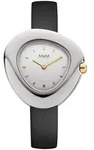 M&M M11924-462 Damen Armbanduhr Edelstahl bicolor & schwarzes Lederarmband - Schwarz