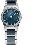BERING Ceramic Damenuhr grau/blau 32426-707 - Silber/Blau