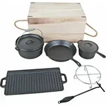 El Fuego Pfannen-Schmortopf-Set Dutch Oven Set 7-teilig, schwarz - Schwarz