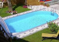 Steinbach Stahlwand Swimming Pool Set "Styria oval" blaue Poolfolie 625 x 360 x 150