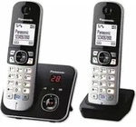 Panasonic KX-TG6822GB Duo Schnurlostelefon mit AB + 2. Mobilteil - Schwarz/Silber