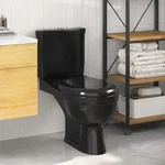 vidaXL Toilette mit Sp&uuml;lkasten Schwarz - Schwarz