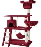 tectake&reg; Kratzbaum Marcel 141 cm inklusive Treppe, Spielkordel und Kippschutz - Rot