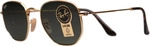 Ray-Ban Hexagonal Flat Lenses, Erwachsener, Hexagonal, Vollrand, Gold, Schwarz, Gold,