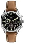 s.Oliver Herren Uhr Chrono Armbanduhr Leder SO-3180-LC