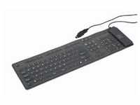 Gembird KB-109F-B Flexible Tastatur, USB + PS/2-Kombination, schwarze Farbe,