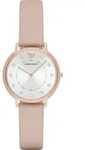 Emporio Armani Uhr Damenuhr Lederarmband Rosa AR2510 - Silber