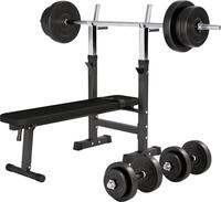 GORILLA SPORTS&reg; Hantelbank - inkl. Hantelset 70 kg, Ablage und Dip-Station,