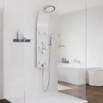 SCH&Uuml;TTE Duschpaneel LANZAROTE, Duschset mit Armatur, Glas Duschs&auml;ule Wei&szlig; -...