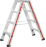 Hymer Stufenstehleiter mit Alu-Druckguss Gelenk 2x4 Stufen - Silber