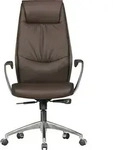 FineBuy B&uuml;rostuhl Braun Echt-Leder Schreibtischstuhl 120KG Chefsessel mit