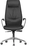 FineBuy B&uuml;rostuhl Schwarz Echt-Leder Schreibtischstuhl 120KG Chefsessel mit