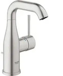 GROHE Essence New Waschtischarmatur Gr&ouml;&szlig;e M, mit Zugstange, Superstahl, gl&auml;nzend