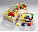 Holzkorb mit Holzobst/Holzgem&uuml;se sortiert, 1 Set - Bunt