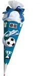 Schult&uuml;ten-Bastelset Soccer blau 68 cm 6-eckig Rot(h)-Spitze Kreppverschluss -...
