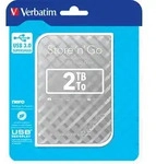 Verbatim Portables Festplattenlaufwerk Store 'n' Go USB 3.0, 2 TB, Silber, 2...
