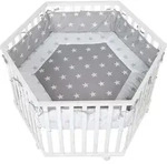 roba Laufgitter, 6-eckig, inkl. Schutzeinlage 'Little Stars' & Rollen, Holz...