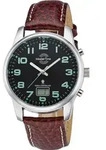 Master Time MTGA-10426-22L Herren-Funkuhr Basic Lederband Braun - Schwarz