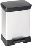 Curver Tretm&uuml;lleimer Deco Rechteckig 30L Silbern - Silber