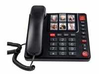Fysic FX-3930 - Schnurgebundenes Telefon mit großen Fototasten und Zahlen, Schwarz