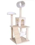 lionto Kratzbaum, stilvoller 133 cm Katzenbaum mit Pl&uuml;schbezug, robusten