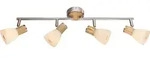 Globo Lighting Strahler Metall Nickel matt, Holz, Glas opal, beweglich, Glas