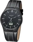 Regent Funkuhr Herren-Armbanduhr schwarz FR216 Herrenuhr Leder schwarz - Schwarz