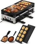 Solis 5 in 1 Raclette Tischgrill, 1400 W, 8 Personen, Mini Pizza Mini Wok Crepes -