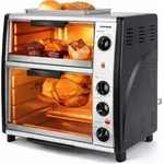 Syntrox Germany Doppel-Backofen 42L mit Drehspie&szlig; 2400W Edelstahl - Silber