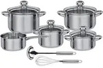 GSW Kochtopf-Set Silver Star 11-tlg., Edelstahl rostfrei, Glas, Fleischtopf mit