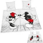 Disney Mickey + Minnie Mouse 4-teilig Partner Bettw&auml;sche / Doppelpack 2x 80x80cm +