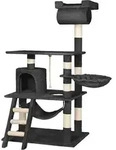 tectake&reg; Kratzbaum Stokeley 141 cm inklusive Spielkordel und Kippschutz - Schwarz