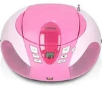 Lenco SCD-37 USB Pink - Tragbares FM-Radio mit CD/MP3-Player - USB-Eingang -
