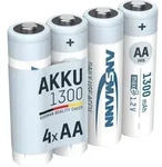 ANSMANN Akku AA 1,2V 1300mAh, 4 St&uuml;ck, wiederaufladbar mit maxE - Silber