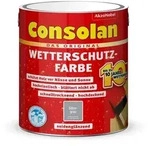 Consolan Wetterschutz-Farbe, Silbergrau, 2,5 l - Deckender Holzschutz f&uuml;r Au&szlig;en
