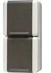 JG APWG WG 800 Schuko-Steckdose 822W 2fach senkrecht grau/anthrazit - Schwarz/Wei&szlig;