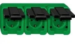 Merten 229377 Aufputz Steckdose mit Klappdeckel 3-fach IP55 gr&uuml;n Agrar - Gr&uuml;n