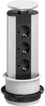 EVOLINE Port versenkbare Energiebox mit 3 Steckdosen und silberfarbigem Deckel /