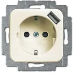 Busch-Jaeger 20 EUCBUSB-212, CEE 7/3 + USB, 2P+E, USB 2.0, Elfenbein, IP20, 250 V -