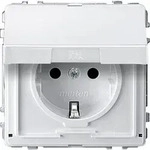 Merten SCHUKO-Steckdose mit Klappdeckel, BRS, Steckklemmen, polarwei&szlig;, AQUADESIGN, 1