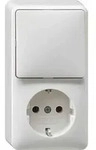GIRA 017613 Kombi Aus-Wechsel/SCHUKO senkrecht AP Reinwei&szlig; - Wei&szlig;