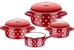 Kochtopf-Set P&uuml;nktchen 4-tlg. - Rot/Wei&szlig;