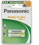 1x2 Panasonic Akku NiMH Micro AAA 750 mAh Ready to Use DECT - Gr&uuml;n/Wei&szlig;