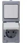 Kopp 130148003, Typ F, CEE 7/4, Grau, Wei&szlig;, IP44, 250 V, 16 A - Grau/Wei&szlig;