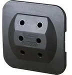 Kopp Steckdosenadapter Euro 3-fach, extra flach, schwarz - Schwarz